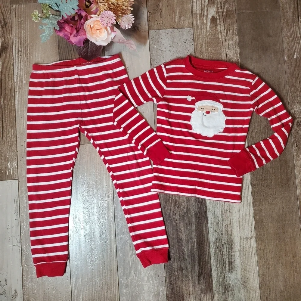 Carter's Child of Mine Toddler Christmas Pajama Set 2-Piece Size 5T Red & White